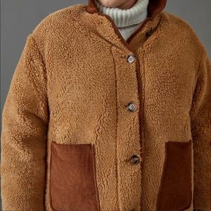 NWT Anthropologie Sherpa Shirt Jacket Brown 1X/XL